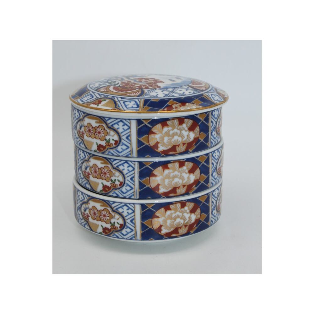 Vtg Otagiri Imari Japan Porcelain 3 Tier Stacking Bowls & Lid *In Original Box* - Picture 2 of 12